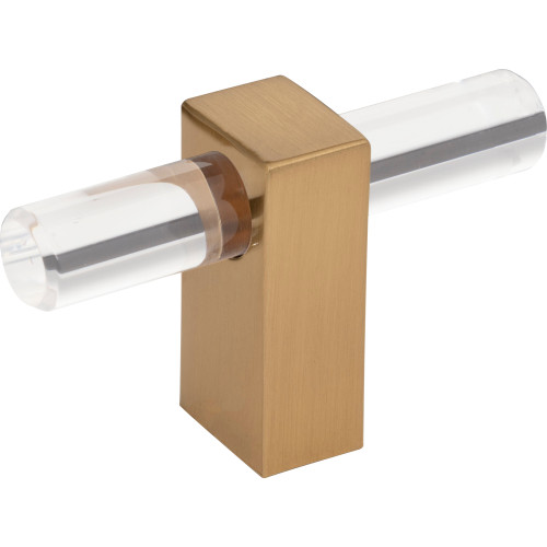 Jeffrey Alexander 578T-SBZ: 2-3/8" Spencer T-Bar Cabinet Knob - Satin Bronze/Clear Acrylic