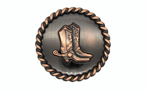 Buck Snort KB01008-7800: 1-3/4" Cowboy Boots with Roped Edge Cabinet Knob - Oxidized Satin Copper