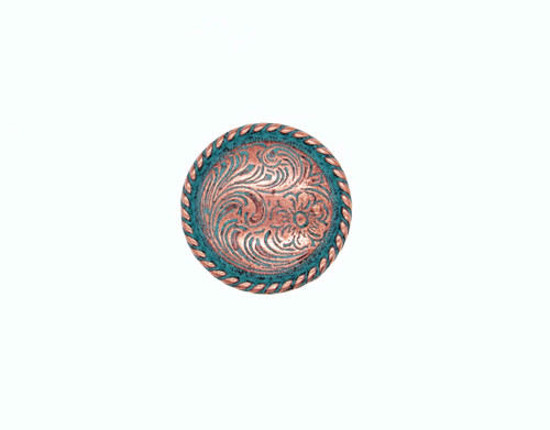 Buck Snort KB20077-9000: 1-1/4" Small Engraved Flower Cabinet Knob - Copper Patina