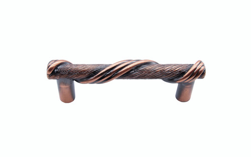 Buck Snort PL01143-7800: 3" cc Wrapped, Textured & Tied Cabinet Pull - Oxidized Satin Copper