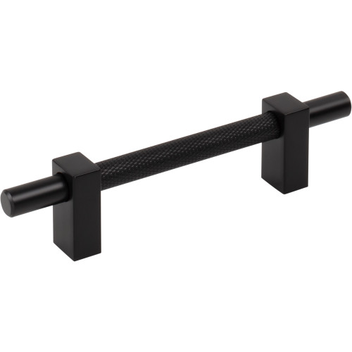 Jeffrey Alexander 598-96MB: 96mm cc Larkin Knurled Center Bar Cabinet Pull - Matte Black