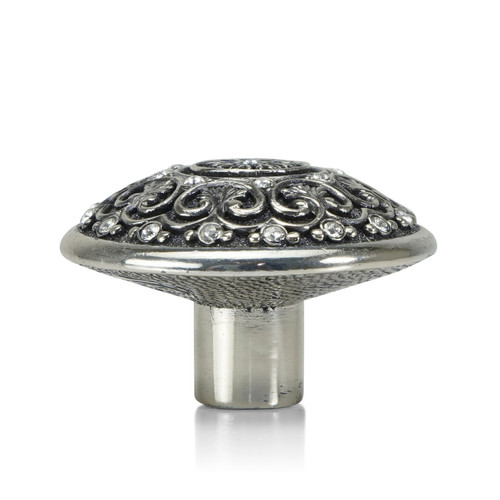 Edgar Bererbi 7156/16: York Cabinet Knob - Burnished Silver/Swarovski Crystal