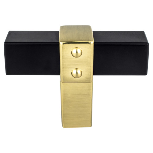 Berenson 5108-455MDB: 2" Rivet Rebel T-Bar Cabinet Knob - Matte Black/Modern Brushed Gold