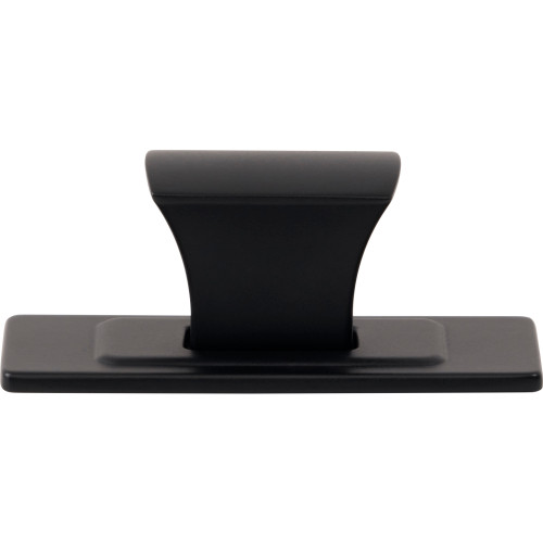 Atlas A6001-BL: 1-1/4"  Zander Rectangle Cabinet Knob w/Backplate - Matte Black