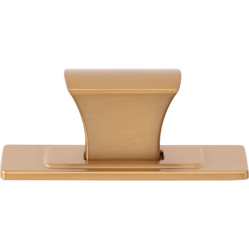 Atlas A6001-WB: 1-1/4"  Zander Rectangle Cabinet Knob w/Backplate - Warm Brass