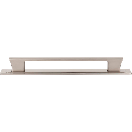 Atlas A6005-BRN: 7-9/16" cc Zander Bar Cabinet Pull w/Backplate - Brushed Nickel