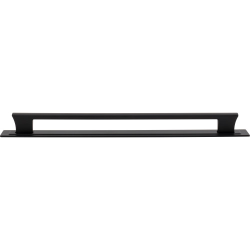 Atlas A6007-BL: 12" cc Zander Bar Cabinet Pull w/Backplate - Matte Black