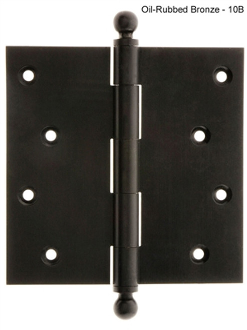 IDH 80103-10B: 4" x 4" Loose Pin Door Hinge w/Ball Finials (pair) - Oil Rubbed Bronze