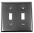 Acorn AW2BP: 4-1/2" Double Toggle Switch Plate - Black Smooth Iron