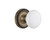 Nostalgic 702134: Rope Rosette w/White Porcelain Knob Single Dummy Door Set - Antique Brass