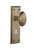 Nostalgic 704587: New York Backplate w/Homestead Knob Passage Door Set - Antique Brass