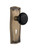 Nostalgic 710082: Prairie Backplate w/Black Porcelain Knob Passage Door Set - Antique Brass