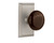 Nostalgic 713295: Studio Backplate w/Brown Porcelain Knob Passage Door Set - Satin Nickel