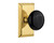 Nostalgic 713479: Studio Backplate w/Black Porcelain Knob Single Dummy Door Set - Polished Brass