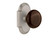 Nostalgic 712887: Cottage Backplate w/Brown Porcelain Knob Passage Door Set - Satin Nickel