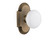 Nostalgic 713081: Cottage Backplate w/White Porcelain Knob Single Dummy Door Set - Antique Brass