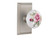 Nostalgic 713268: Studio Backplate w/White Rose Porcelain Knob Passage Door Set - Satin Nickel