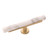 Belwith B077044MW-BGB: 5" Firenze T-Bar Cabinet Knob - White Marble/Brushed Golden Brass