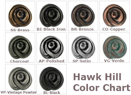 A composite image displaying all 9 finish types for Hawk Hill