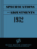 Service Manual for 1932 Buick Specifications and Adjustments