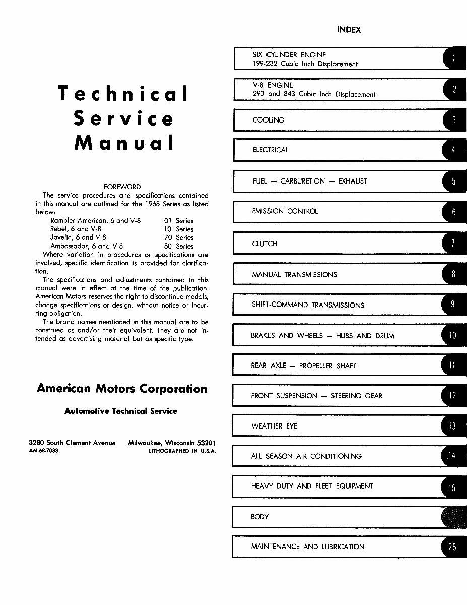 Service Manual for 1968 AMC and AMX DPRC13868ASM