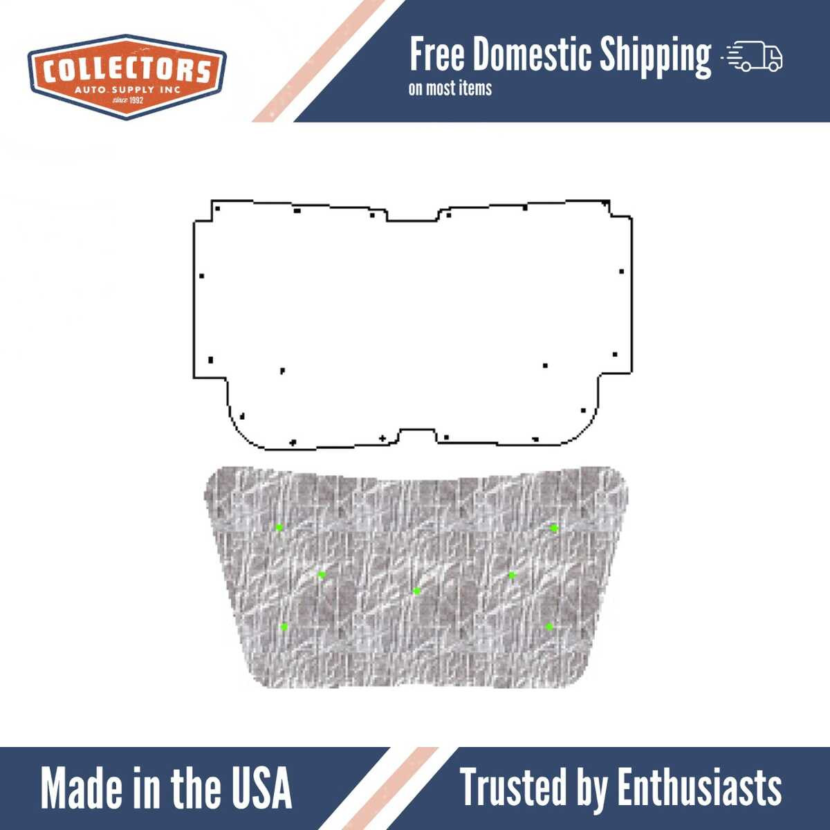 1958-1960 Lincoln Hood Insulation Pad Set - BAK-16738-A, Sound Deadener, Made In USA