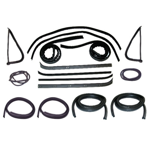 Window Sweeps Channel Door Seal Kit for 1973-1979 Ford Vehicles LH, RH - 16 Piece Set - High-Density EPDM Rubber - USA Made