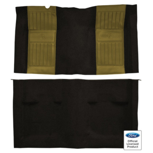 Interior Carpet for 1971-1973 Ford Mustang Fastback with Ivy Gold Running Pony Inserts - Molded Style, Made in the USA Interior Carpet for 1971-1973 Ford Mustang Fastback with Ivy Gold Running Pony Inserts - Molded Style, Made in the USA