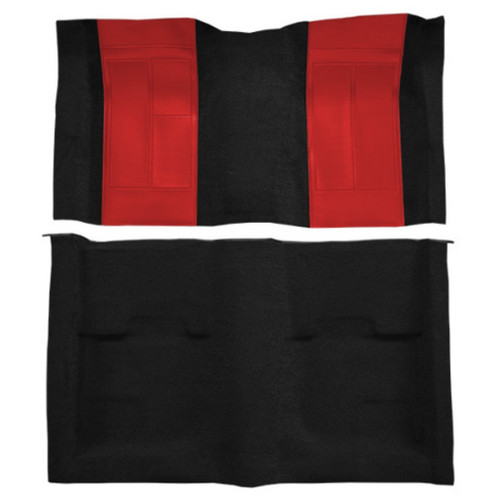 Carpet for 1970 Ford Mustang Fastback Interior with Red Inserts - Molded Nylon Design - Complete Vehicle Coverage