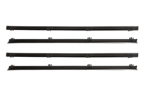 1967-72 Chevrolet C10 Suburban Rear Door Window Sweeps Felt Kit Belt Line Weatherstrip - Chrome Molding Kit