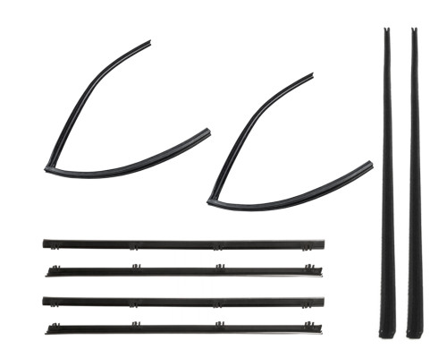 Window Sweeps Felt Kit Belt Line Weatherstrip for Chevrolet C10 Suburban - Chrome Bead Moldings & Glass Run Channels