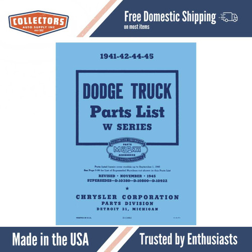Parts Catalog for 1941-1945 Dodge Truck W Series