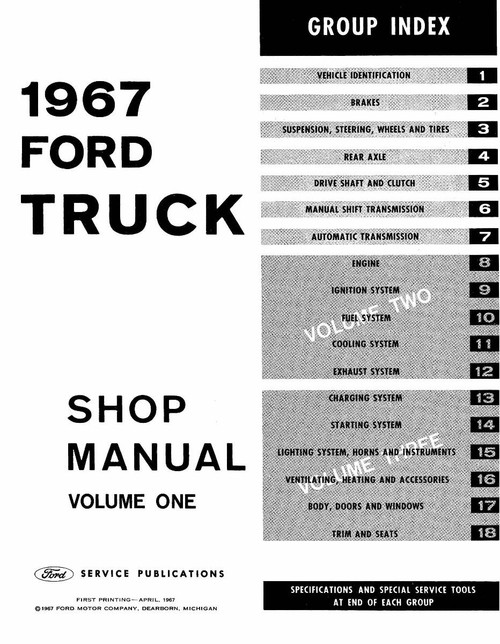 Service Manual for 1967 Ford Truck (3 Vol) Service Manual for 1967 Ford Truck (3 Vol)