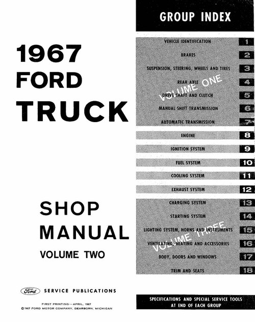 Service Manual for 1967 Ford Truck (3 Vol) Service Manual for 1967 Ford Truck (3 Vol)