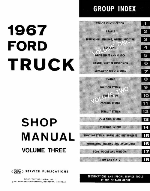 Service Manual for 1967 Ford Truck (3 Vol) Service Manual for 1967 Ford Truck (3 Vol)