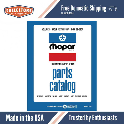 Parts Catalog for 1966 Mopar Car Body and Chassis Parts Catalog (2 Vol)