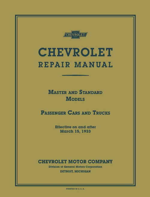 Service Manual for 1933 Chevrolet