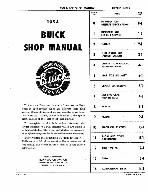 Service Manual for 1953 Buick