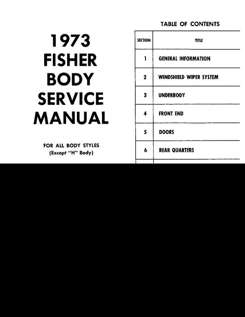 Body Shop Manual for 1973 Fisher Body Shop Manual for 1973 Fisher