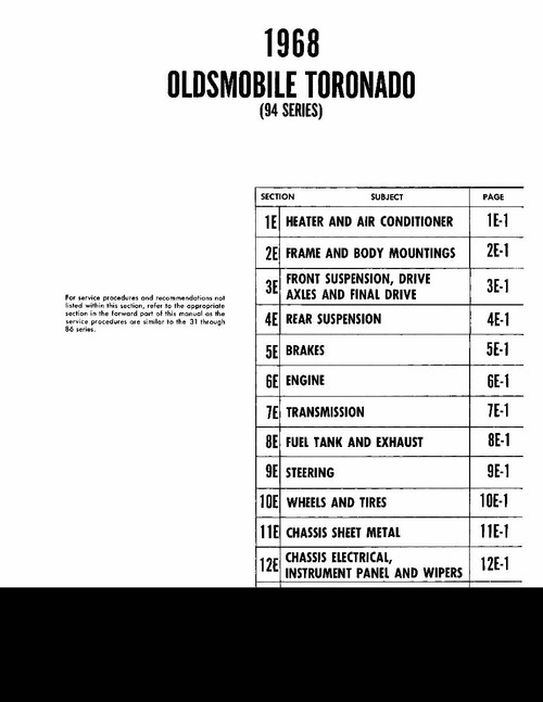 Service Manual for 1968 Oldsmobile