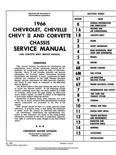 Service Manual for 1966 Chevrolet