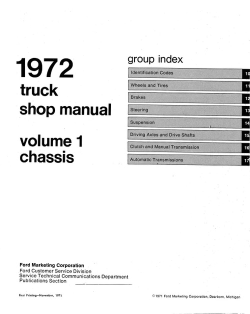 Service Manual for 1972 Ford Truck (5 Vol)