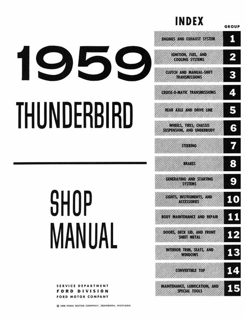 Service Manual for 1959 Ford Thunderbird