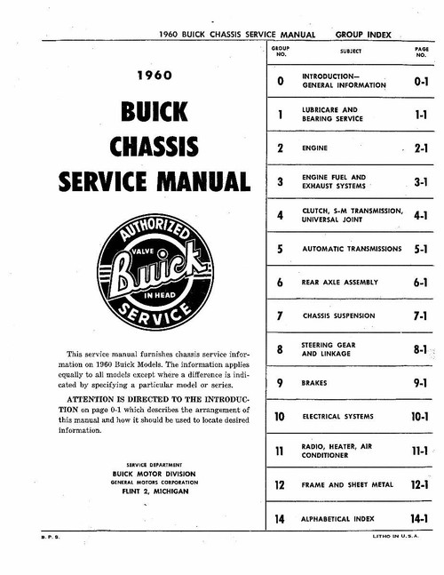 Service Manual for 1960 Buick
