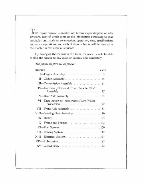 Service Manual for 1934 Chevrolet Master and Standard