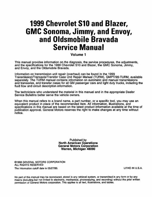 Service Manual for 1999 Chevrolet and GMC S/T Truck