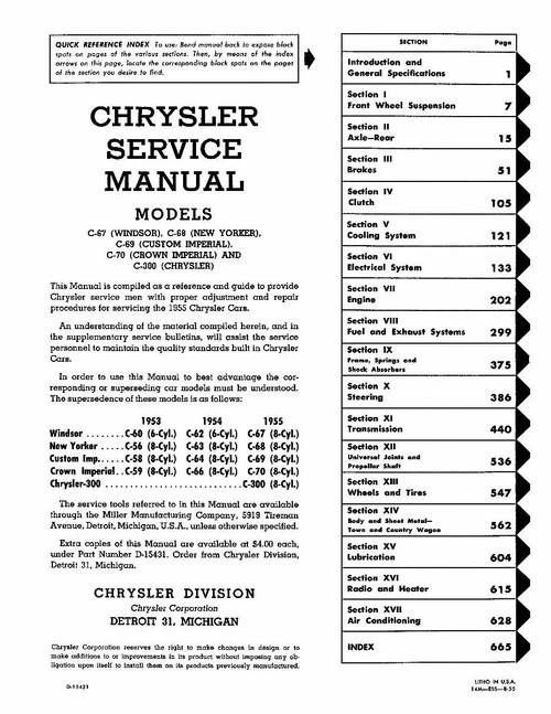 Service Manual for 1955 Chrysler