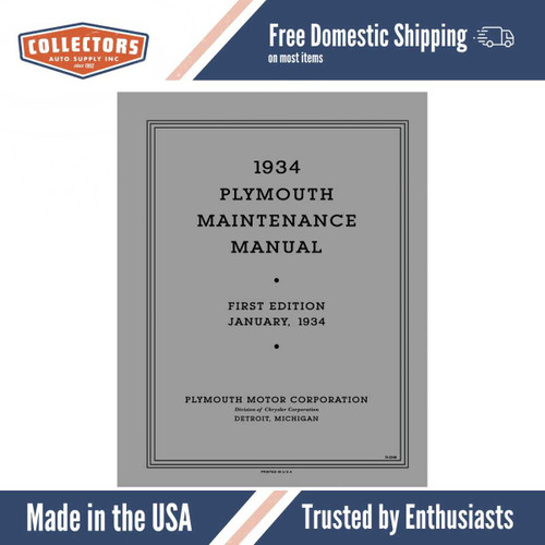 Service Manual for 1934 Plymouth