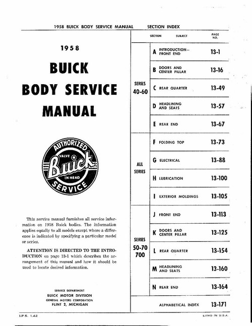 Service Manual for 1958 Buick