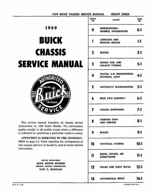 Service Manual for 1959 Buick
